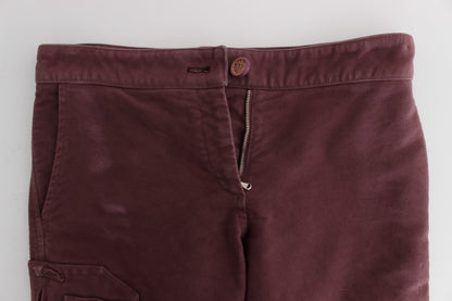 Chique Bordeaux Capri Cropped Cargo Broek