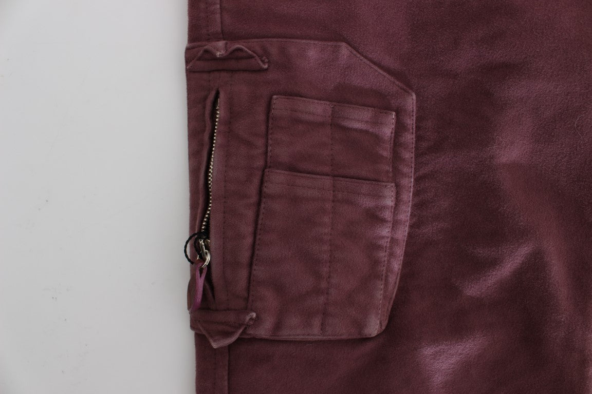 Chique Bordeaux Capri Cropped Cargo Broek