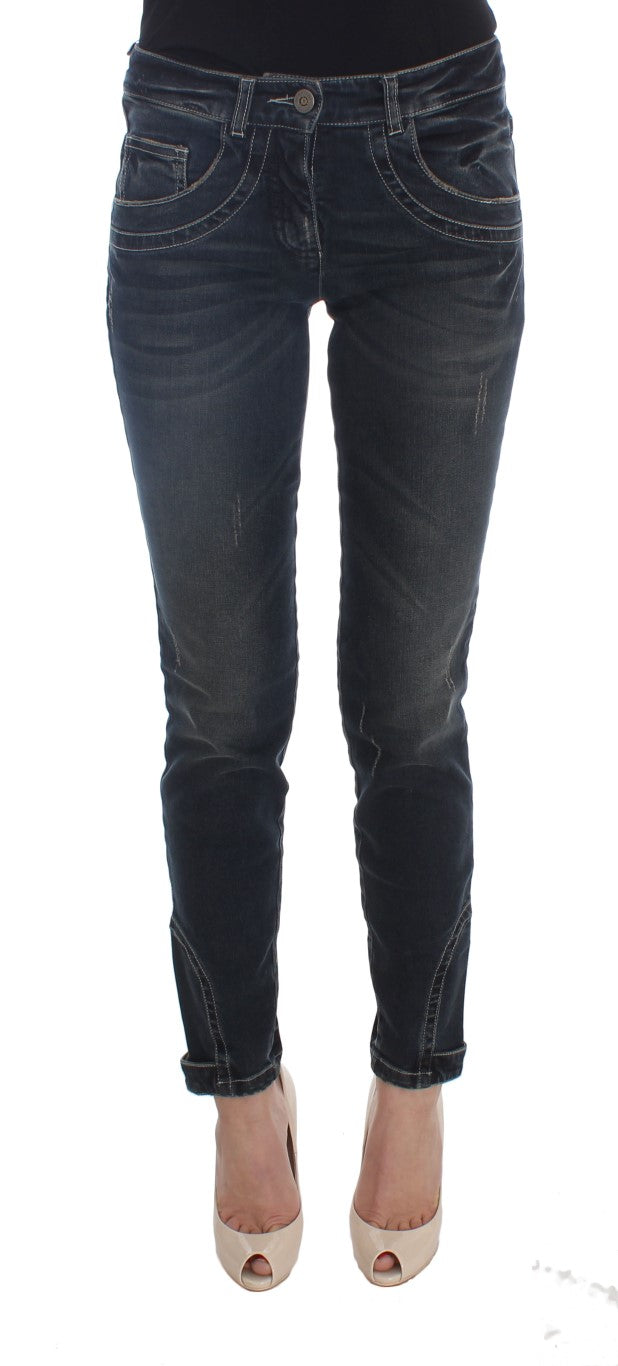 Chique blauwe slim fit Italiaanse jeans