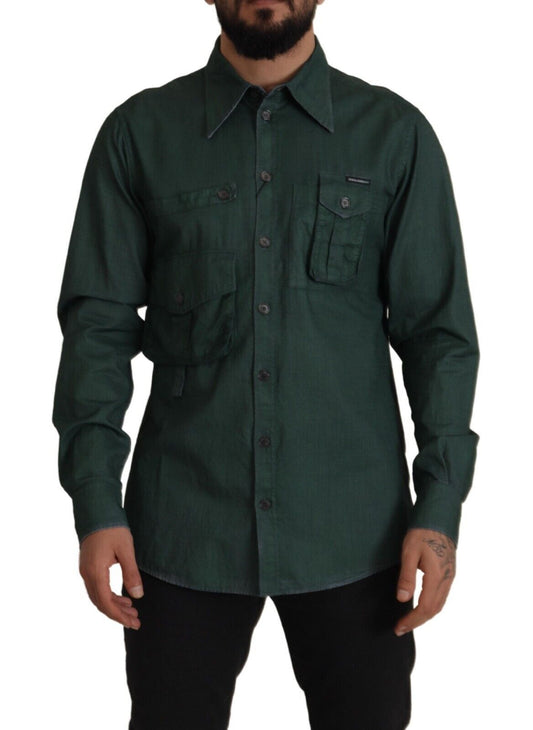 Emerald Elegance Slim Fit Casual Overhemd