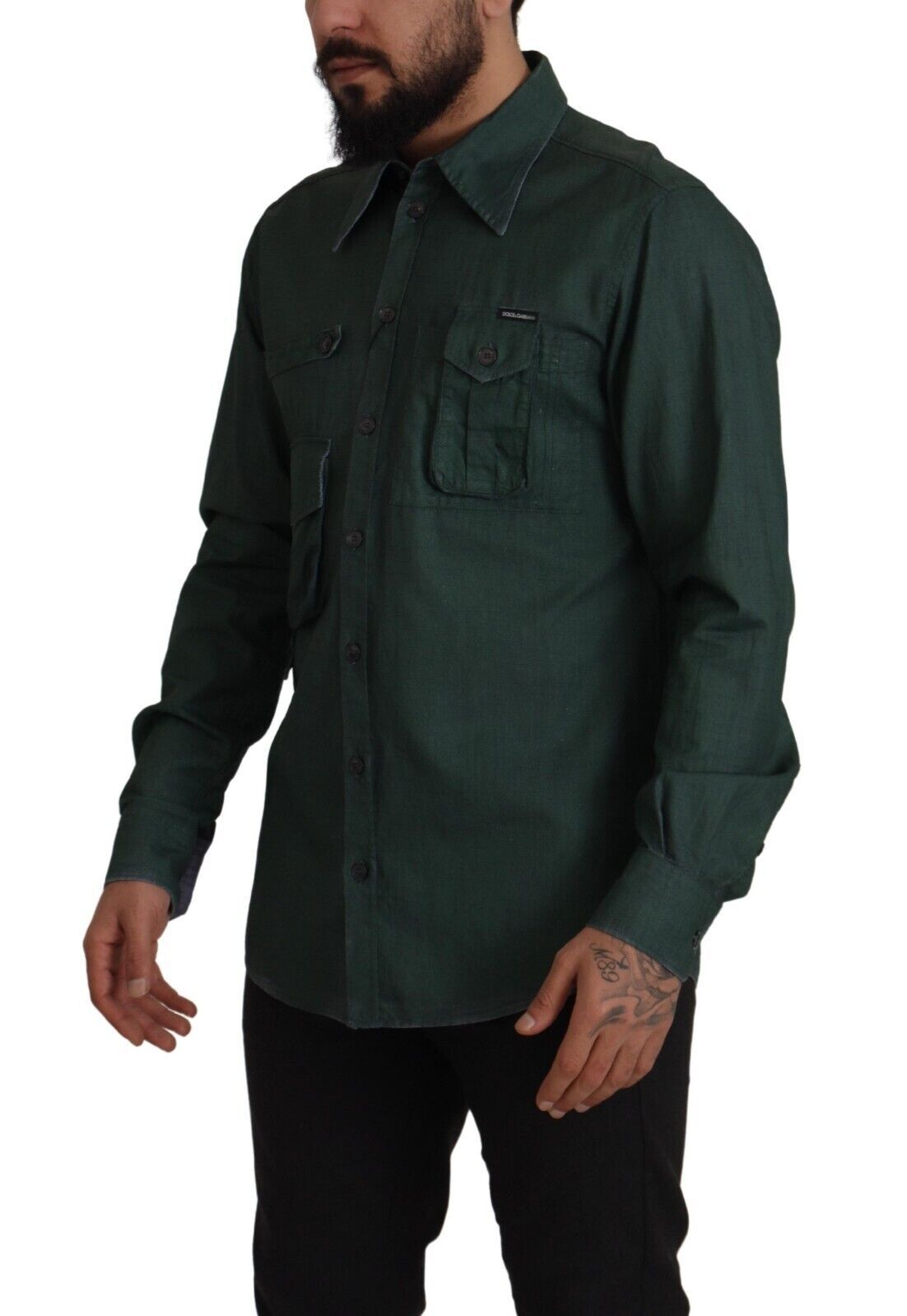 Emerald Elegance Slim Fit Casual Overhemd