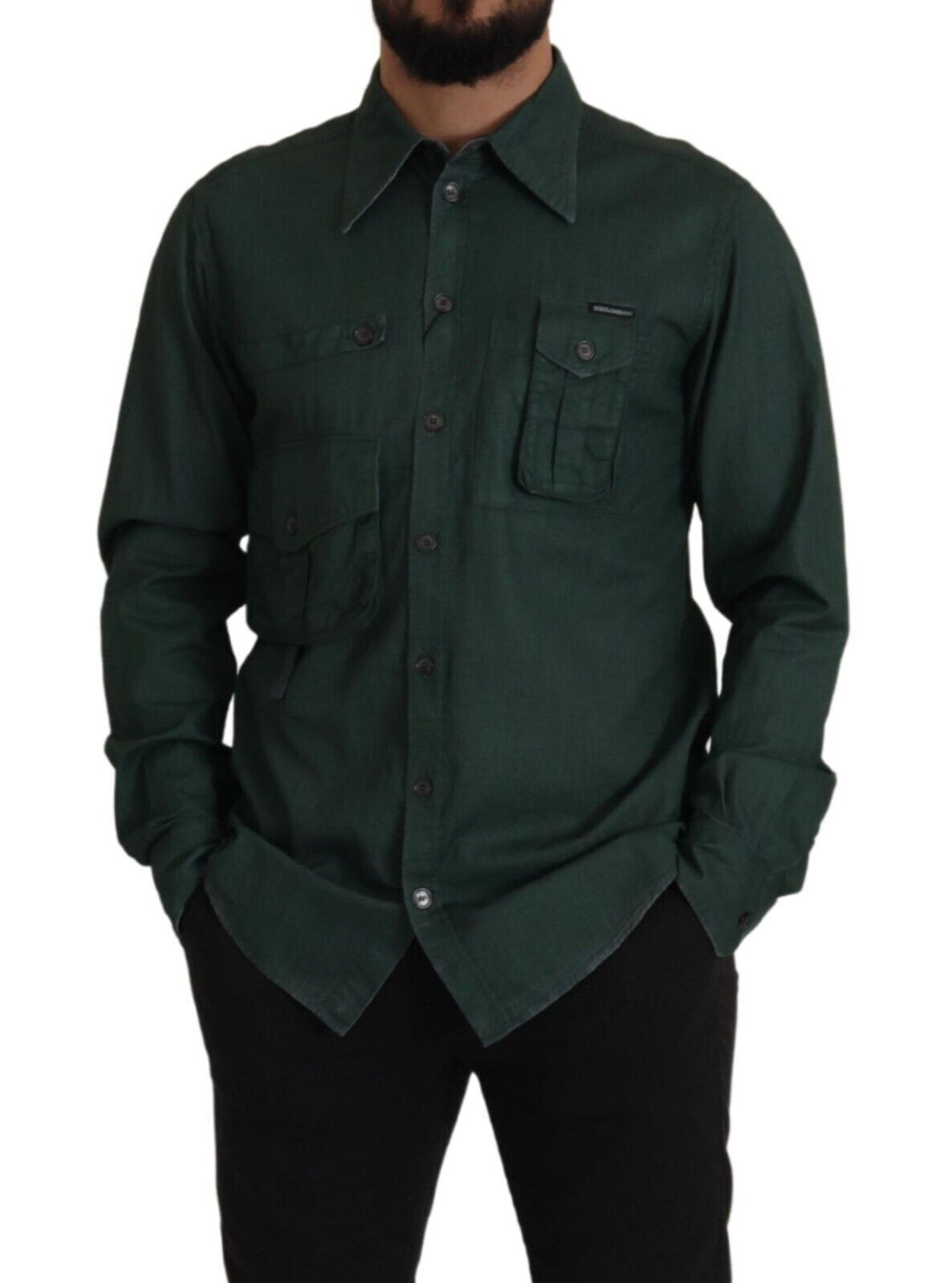 Emerald Elegance Slim Fit Casual Overhemd