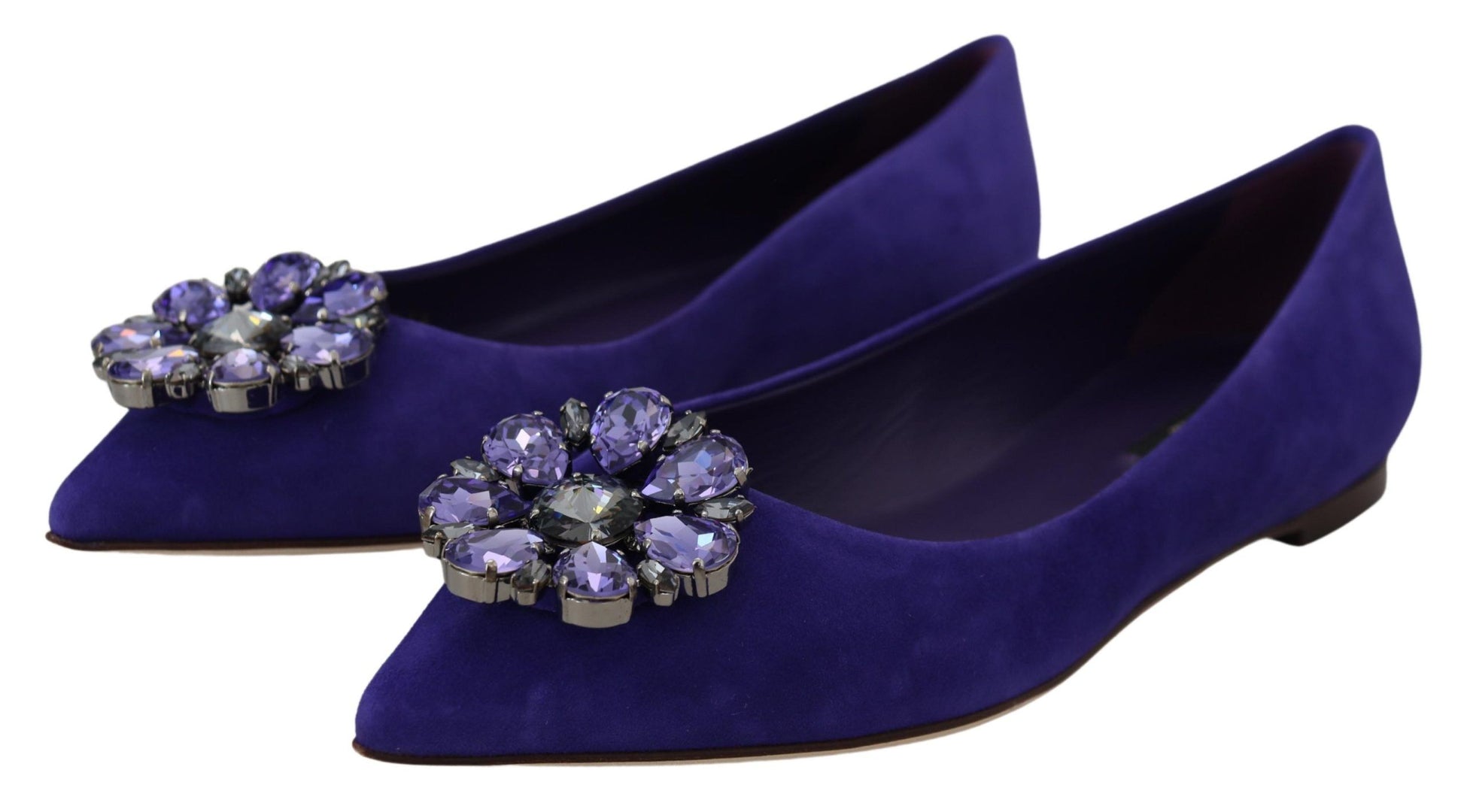 Embellished Crystal Purple Suede Flats