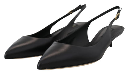 Elegante zwarte leren slingback pumps