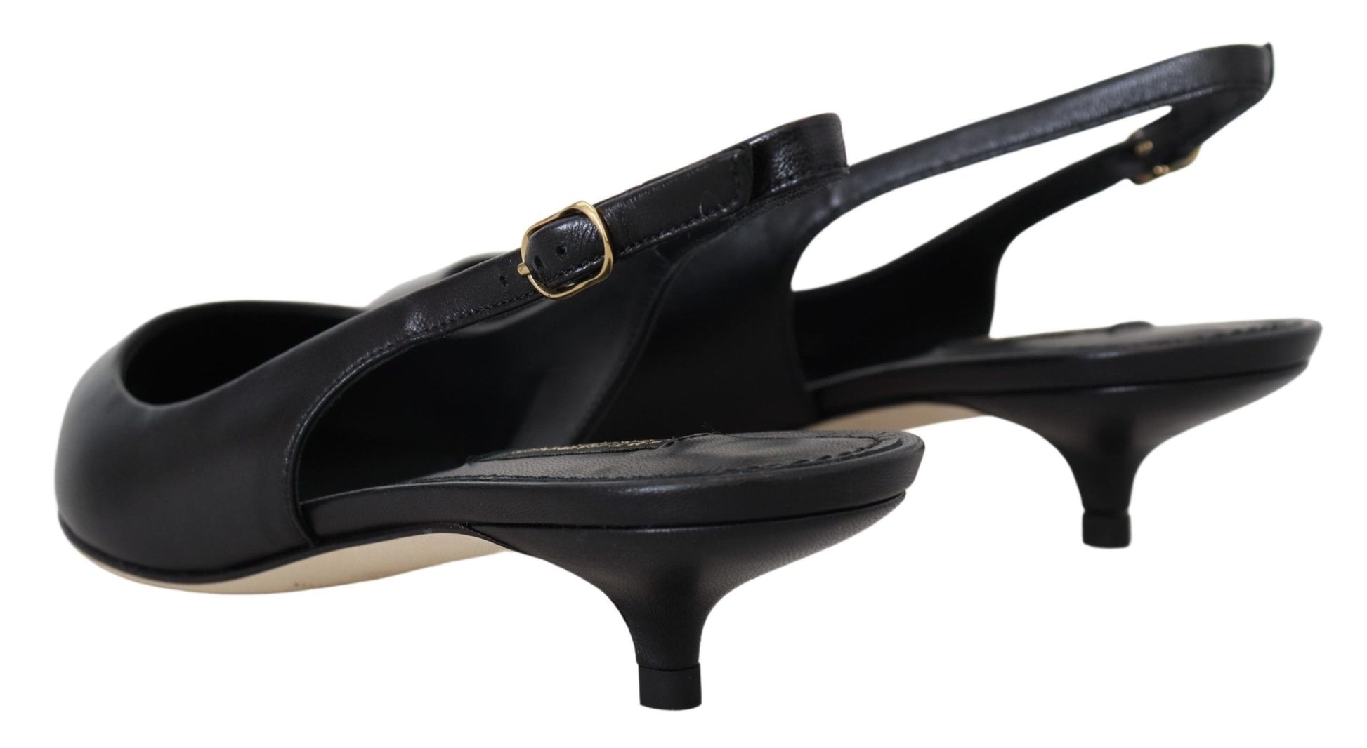 Elegante zwarte leren slingback pumps