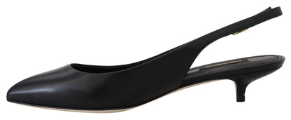 Elegante zwarte leren slingback pumps