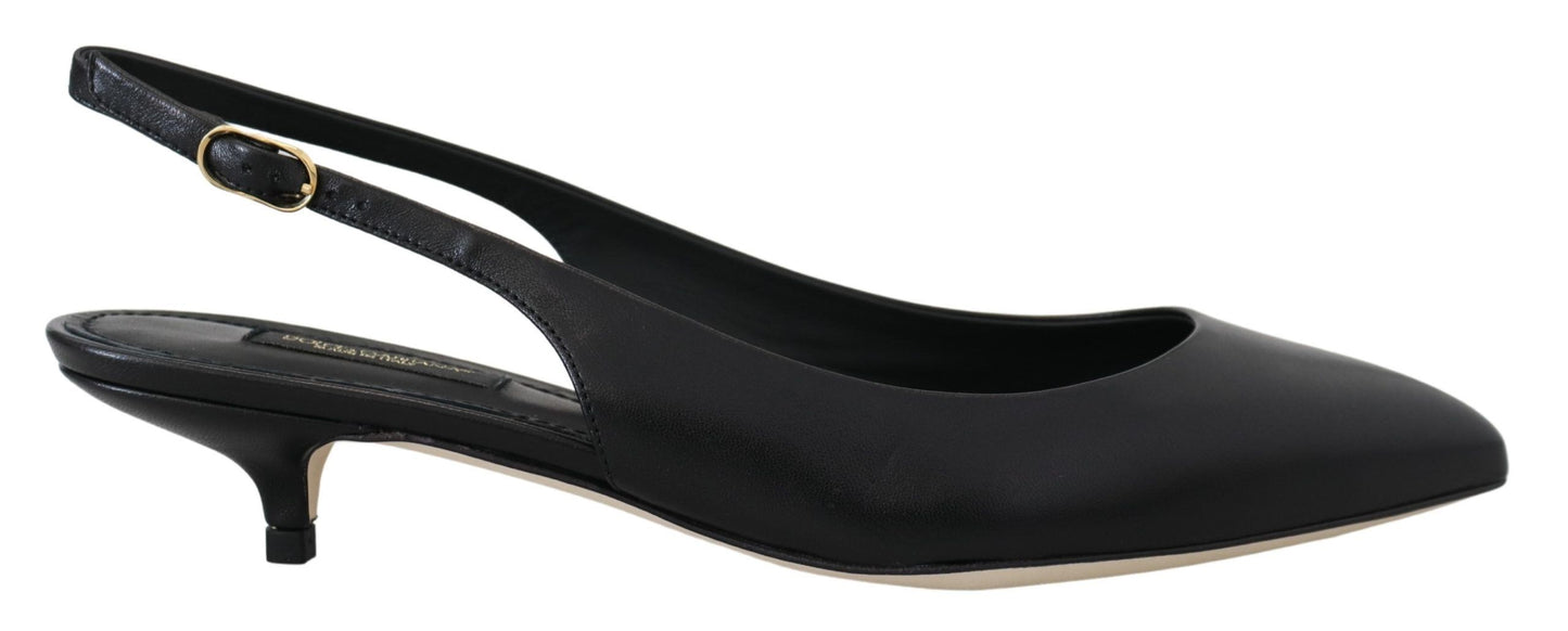 Elegante zwarte leren slingback pumps