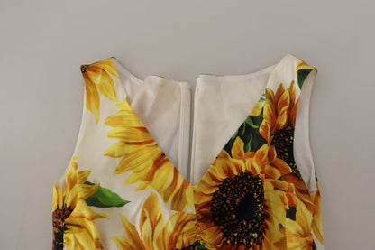 Elegante witte midi-jurk met bloemenprint