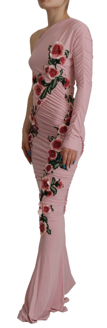 Elegante roze bodyconjurk met één schouder