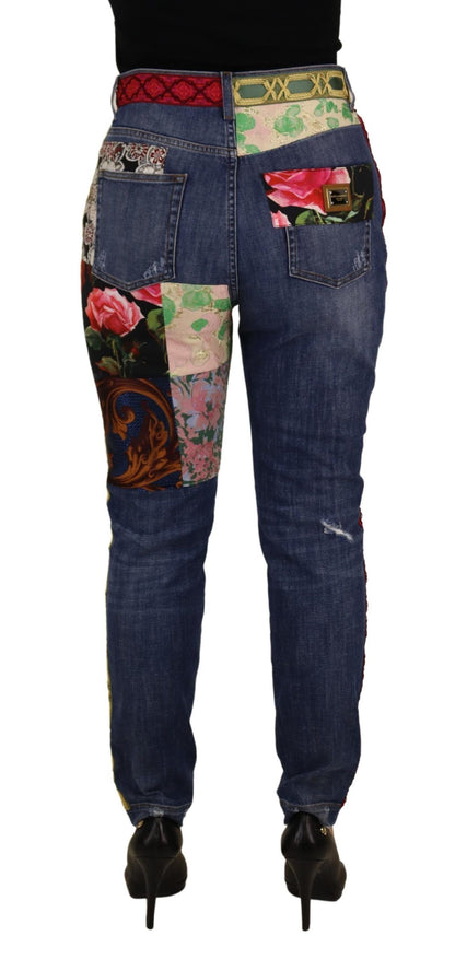 High Waist Patchwork Skinny Denim