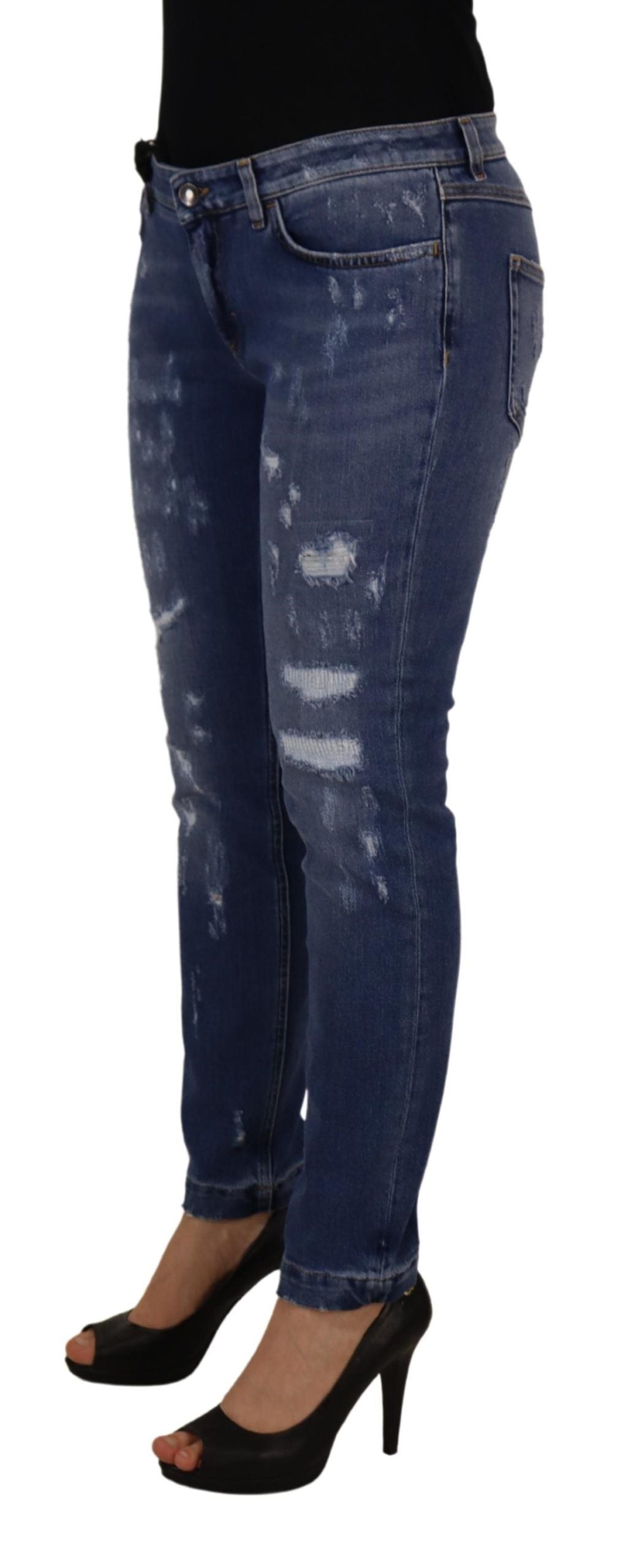 Chique skinny denim jeans met lage taille