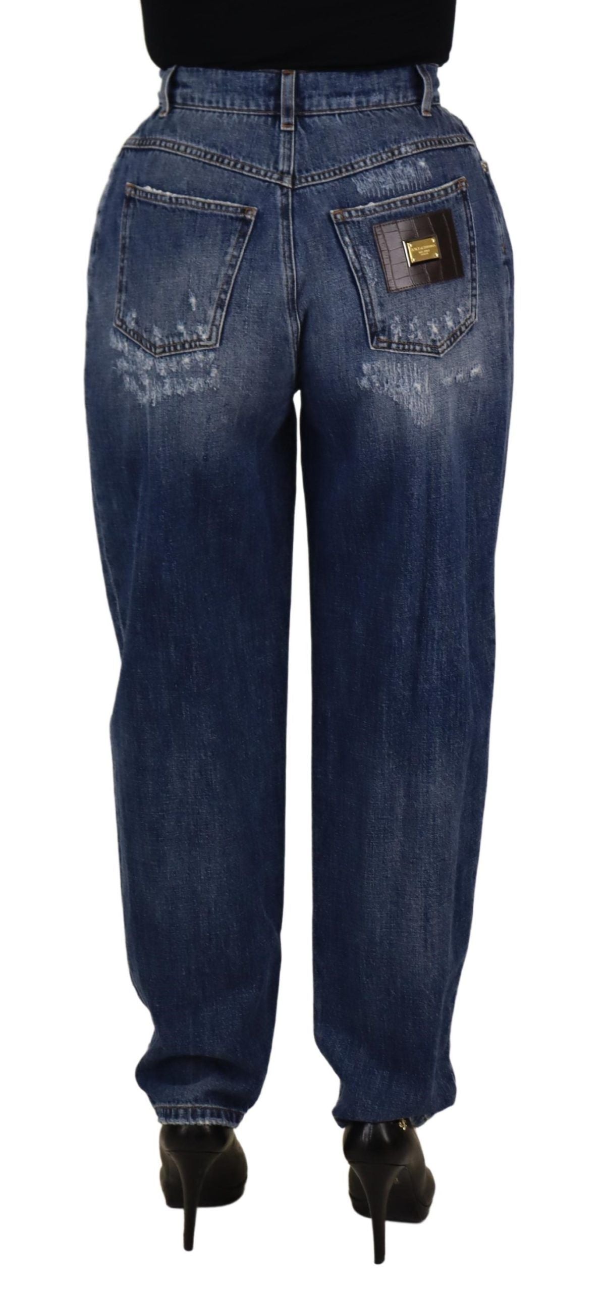 Skinny denim jeans met hoge taille - chique blauw gewassen