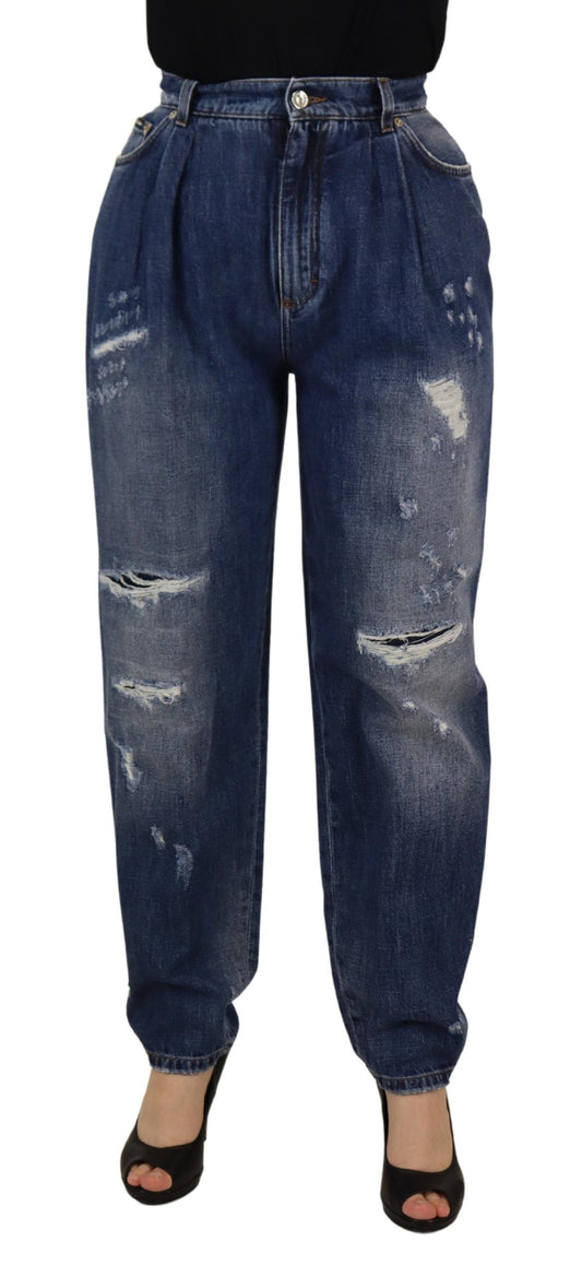 Skinny denim jeans met hoge taille - chique blauw gewassen