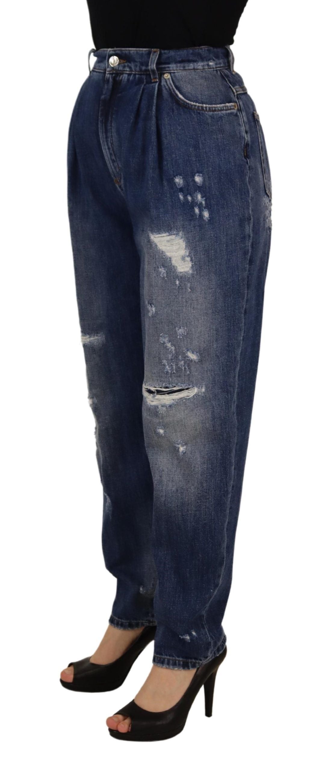 Skinny denim jeans met hoge taille - chique blauw gewassen