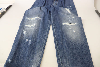 Skinny denim jeans met hoge taille - chique blauw gewassen