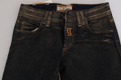 Chique uitlopende mid-taille zwarte denim