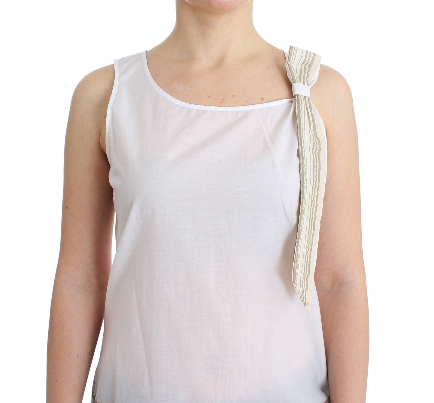 Elegante witte top zonder mouwen met strikdetail