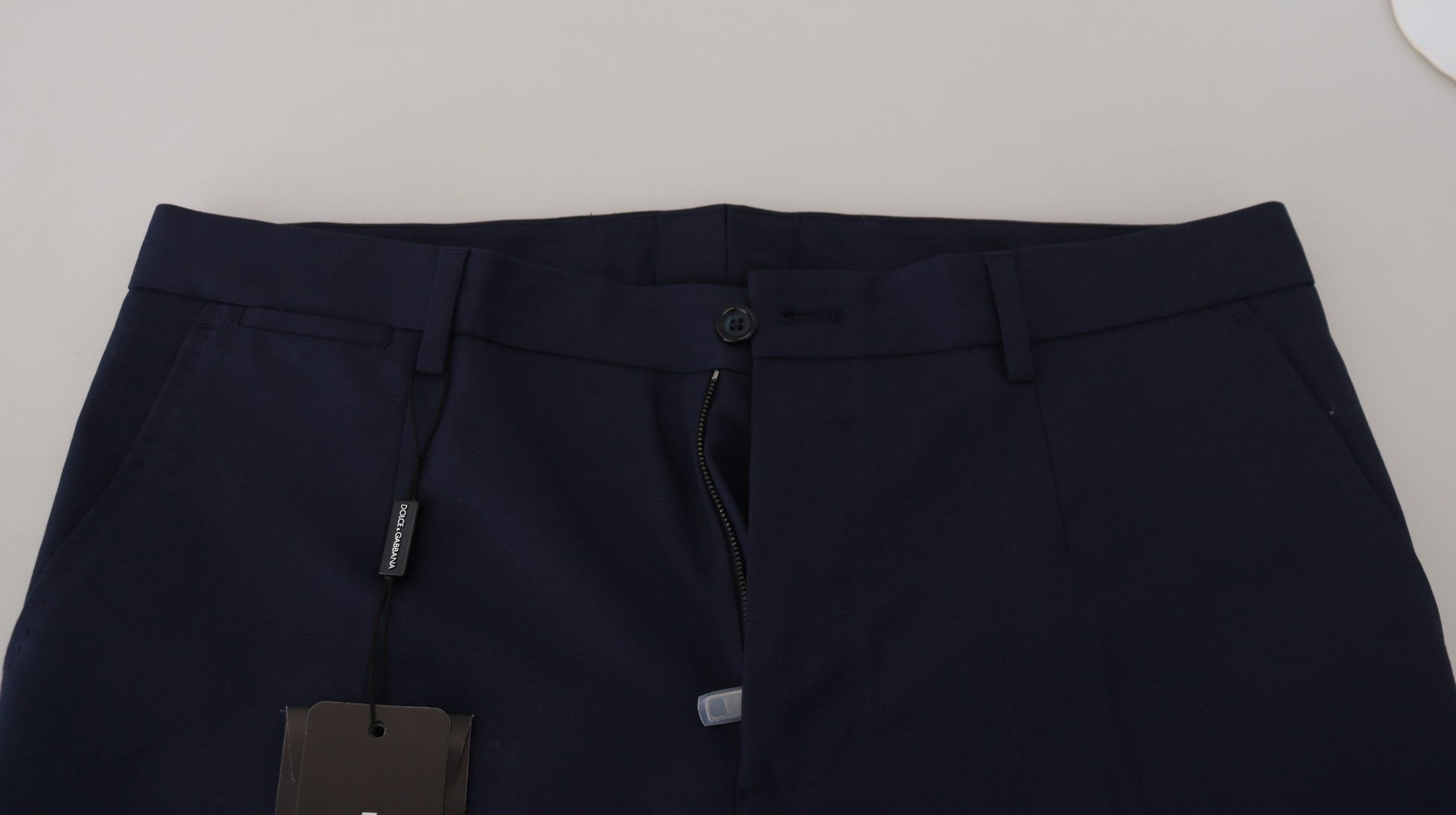 Elegante, slanke, blauwe pantalon