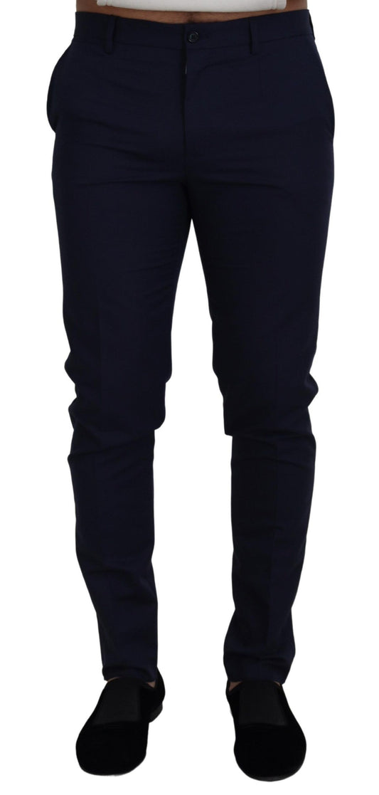 Elegante, slanke, blauwe pantalon