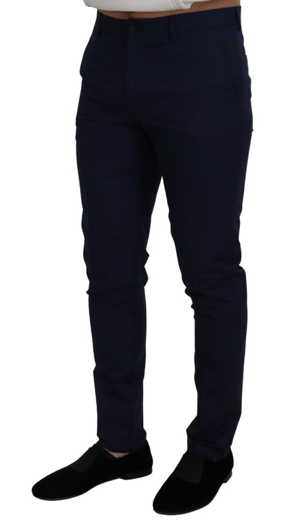 Elegante, slanke, blauwe pantalon