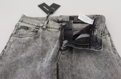 Chique Slim Fit Grijze Denim