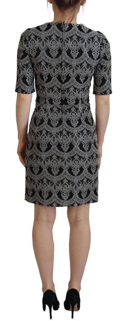 Elegante jacquard bodycon shiftjurk