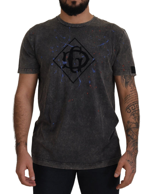 Elevated Grey Cotton Tee met verkleurd DG-logo