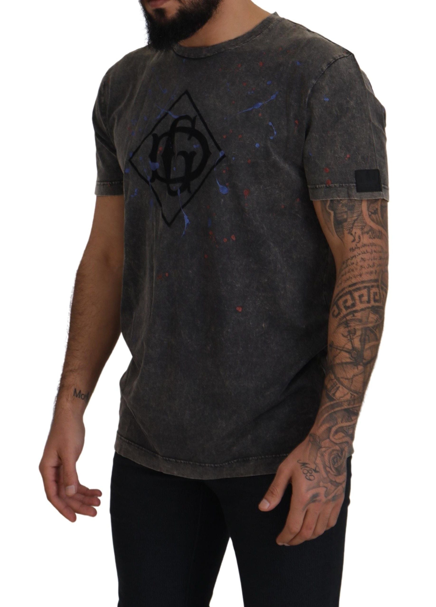 Elevated Grey Cotton Tee met verkleurd DG-logo