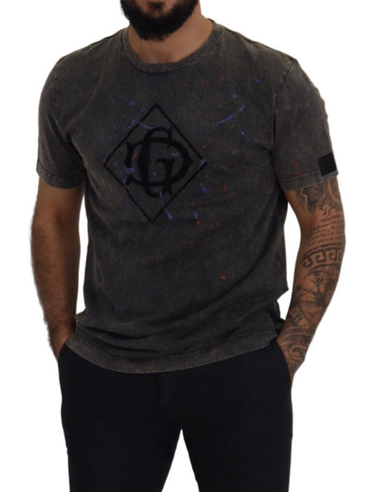 Elevated Grey Cotton Tee met verkleurd DG-logo