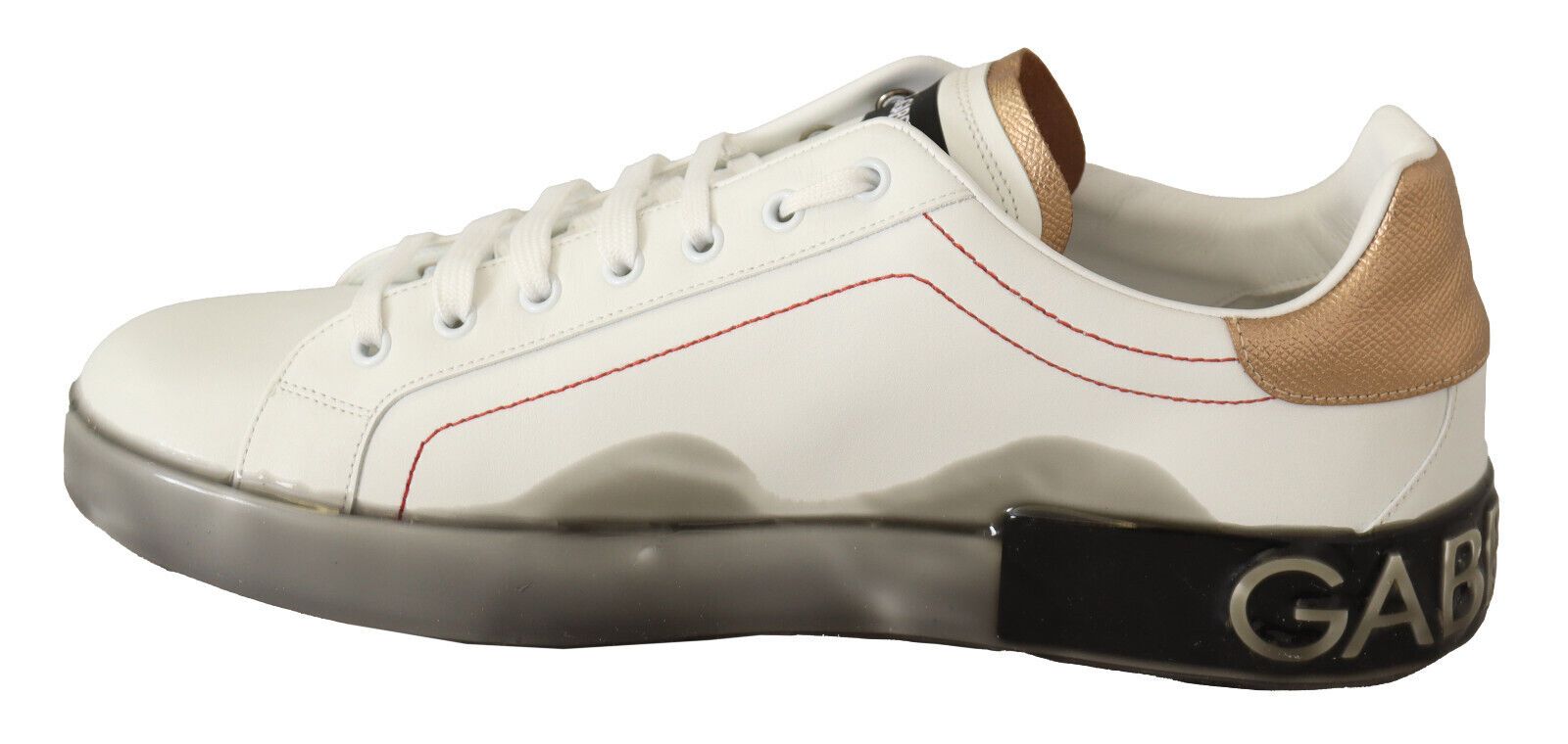 Elegante witte en gouden leren sneakers