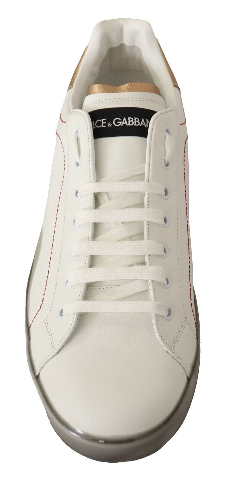 Elegante witte en gouden leren sneakers