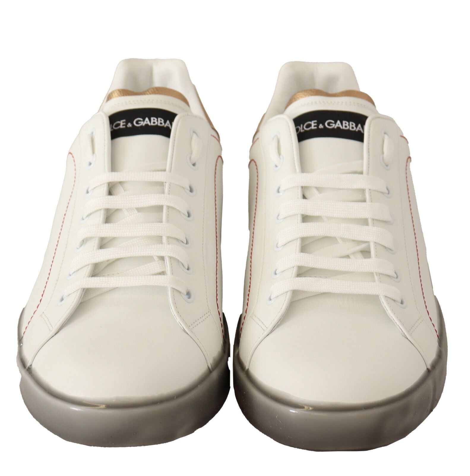 Elegante witte en gouden leren sneakers