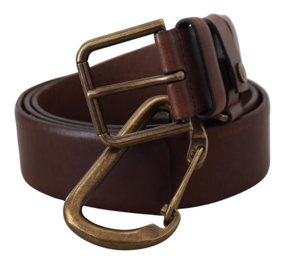 Elegante bruine leren riem met metalen gesp