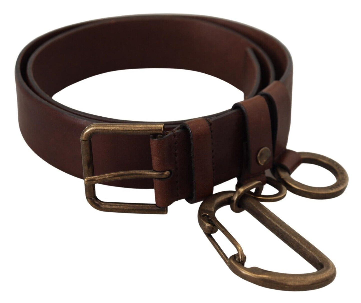 Elegante bruine leren riem met metalen gesp