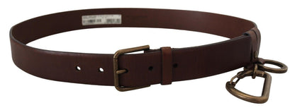 Elegante bruine leren riem met metalen gesp