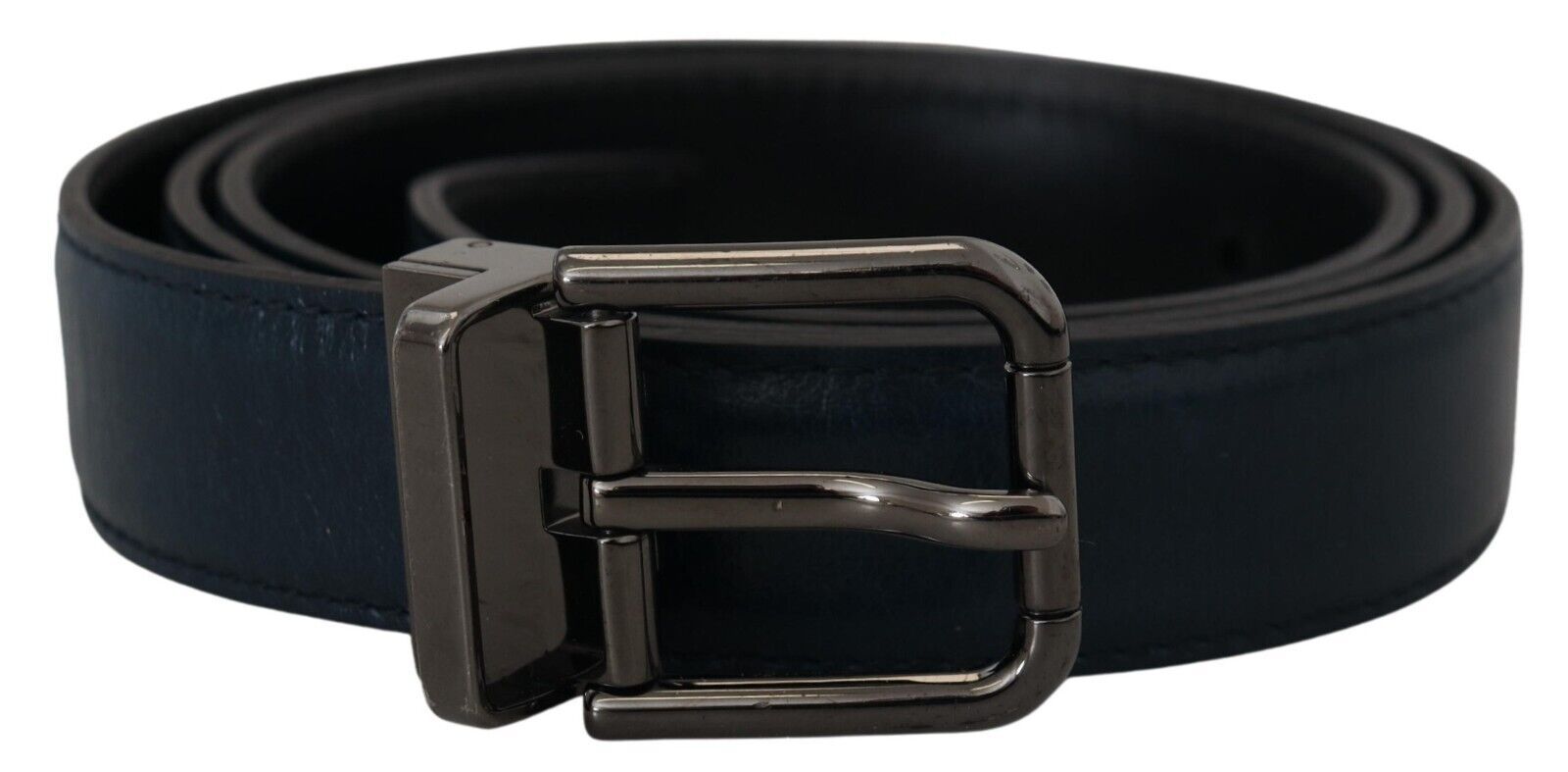 Elegante donkerblauwe leren riem