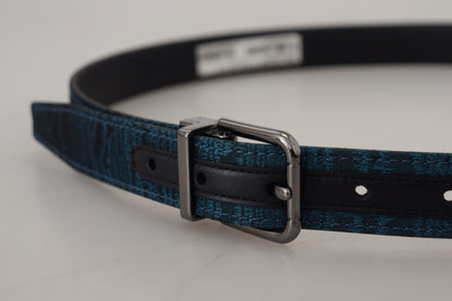 Elegante blauwe jacquard designer riem