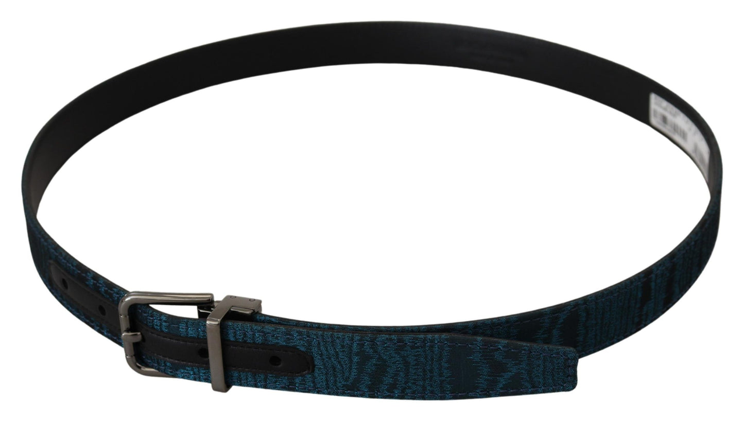 Elegante blauwe jacquard designer riem