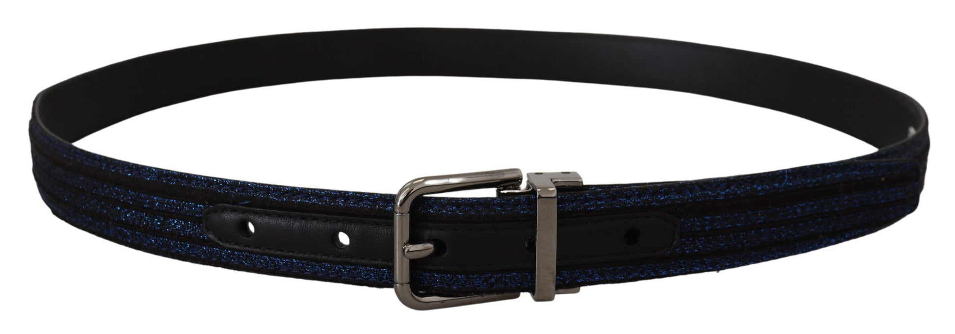 Elegante blauwe jacquard leren riem