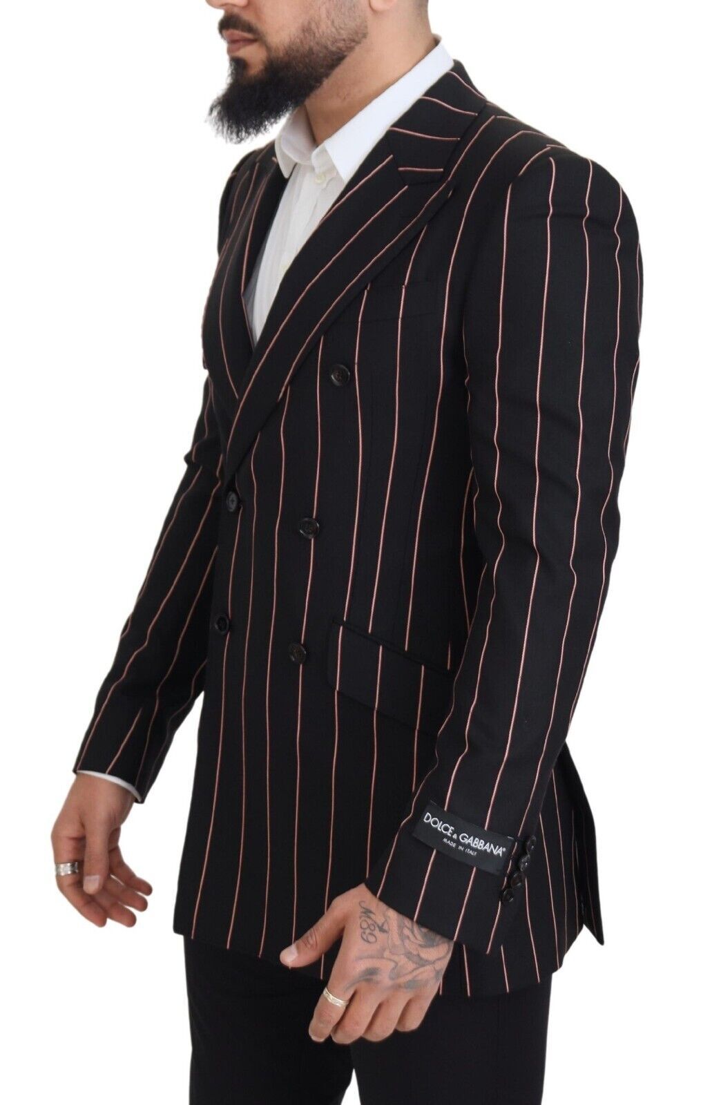 Elegante, slanke, dubbelrijige zwarte blazer