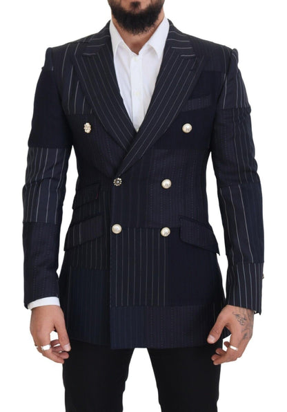 Marineblauwe Double Breasted Slim Fit Blazer