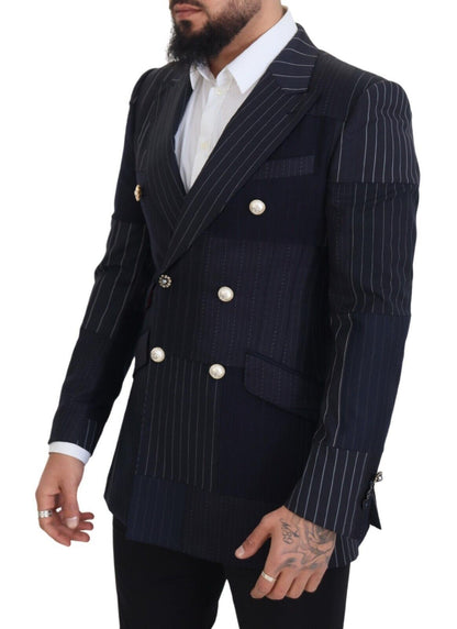 Marineblauwe Double Breasted Slim Fit Blazer