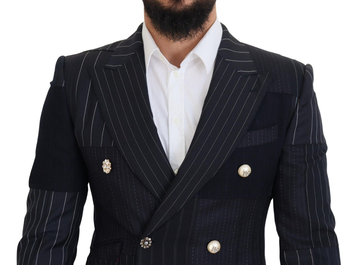 Marineblauwe Double Breasted Slim Fit Blazer