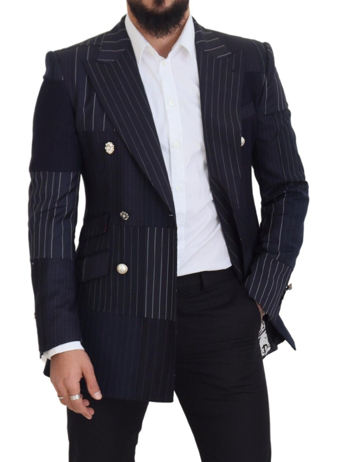 Marineblauwe Double Breasted Slim Fit Blazer