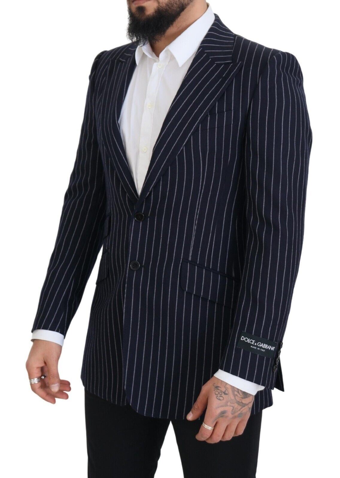 Elegante marineblauwe slim fit wollen blazer