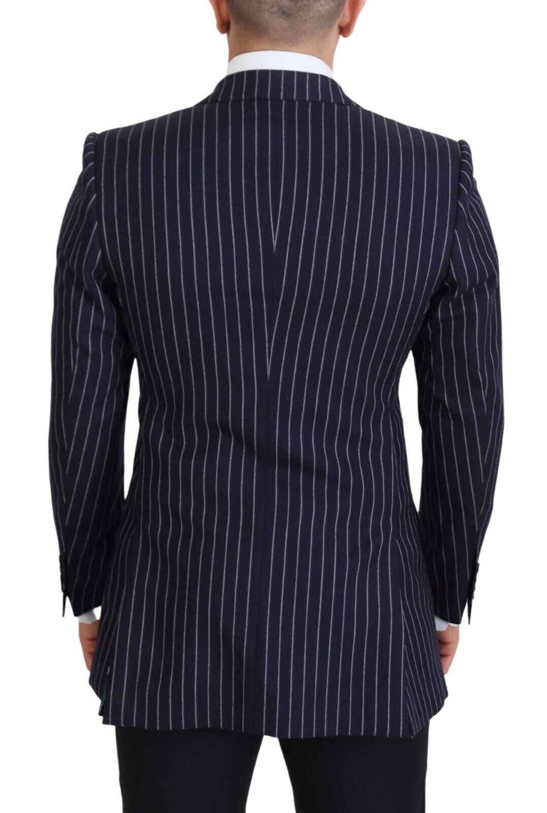 Elegante marineblauwe slim fit wollen blazer