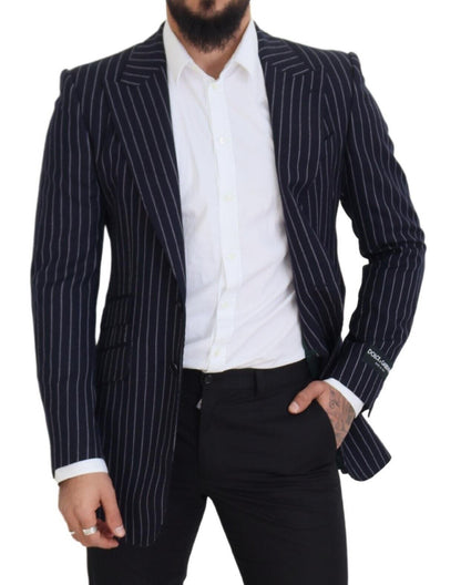 Elegante marineblauwe slim fit wollen blazer