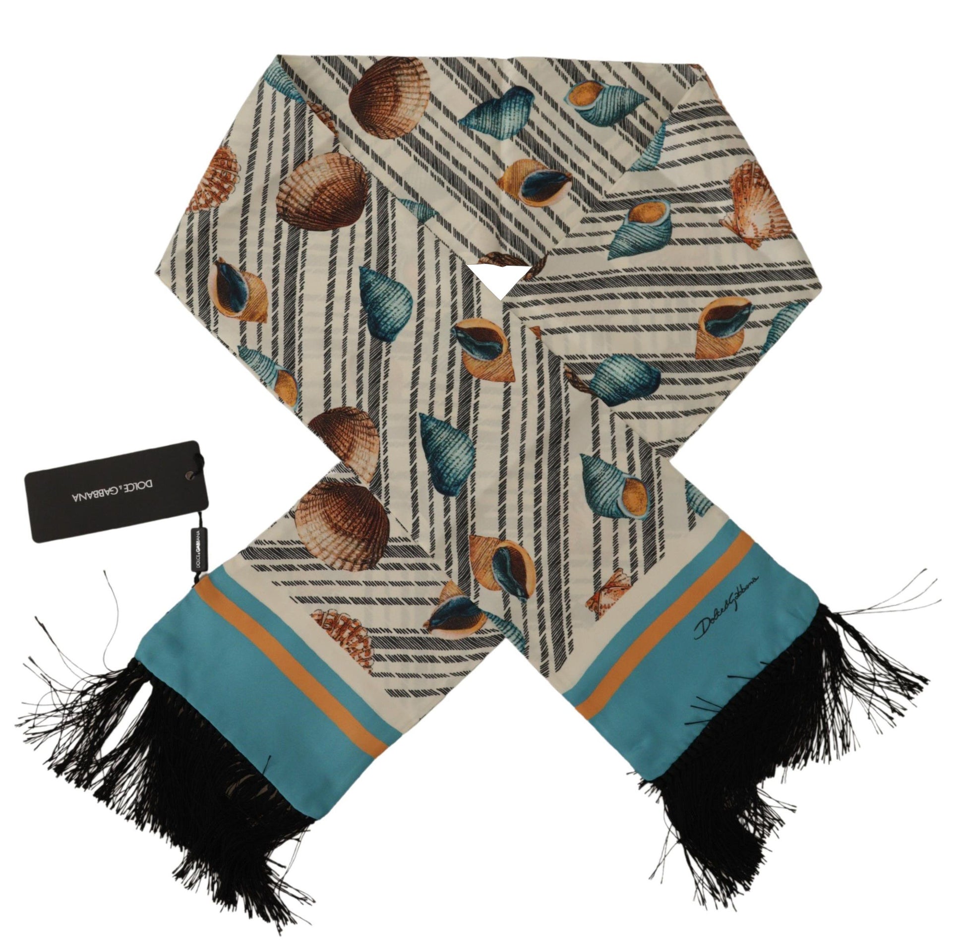 Multicolor Silk Seashell Printed Scarf