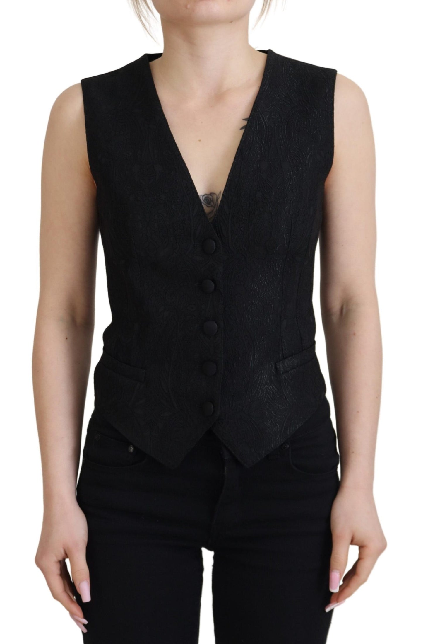 Elegante zwarte zijden mix gilet