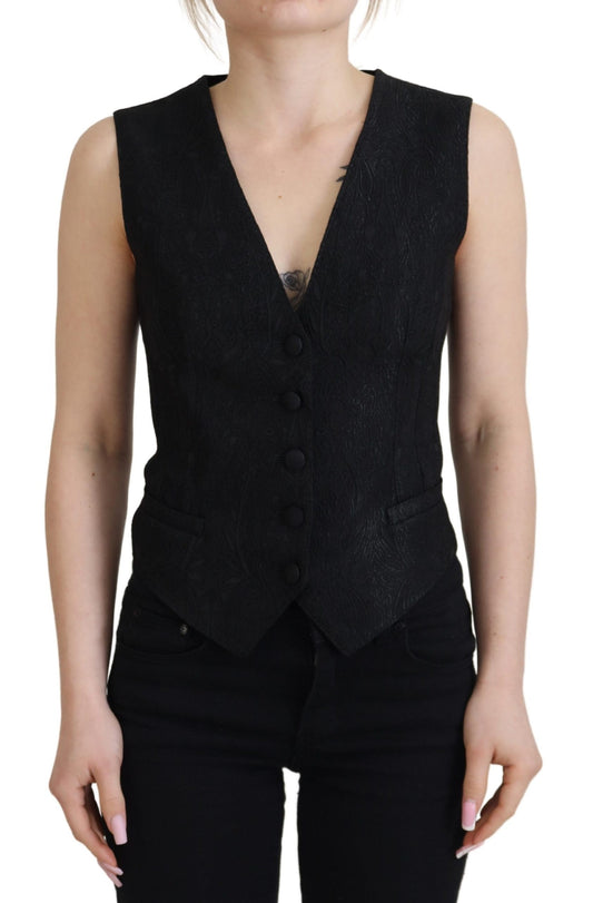 Elegante zwarte zijden mix gilet